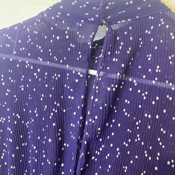 Zara Purple Polka Dot Mesh Blouson Mini Dress Size Medium - Picture 10 of 11